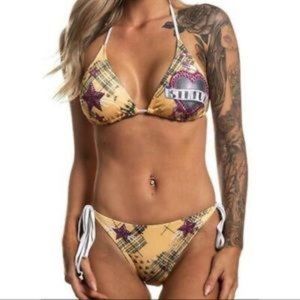 Affliction Sinful Rome Plaid String Bikini NWT